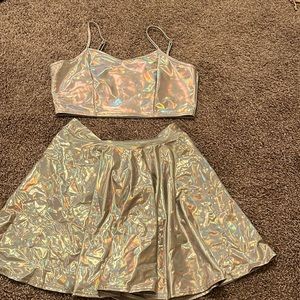 Metallic shirt and skirt set